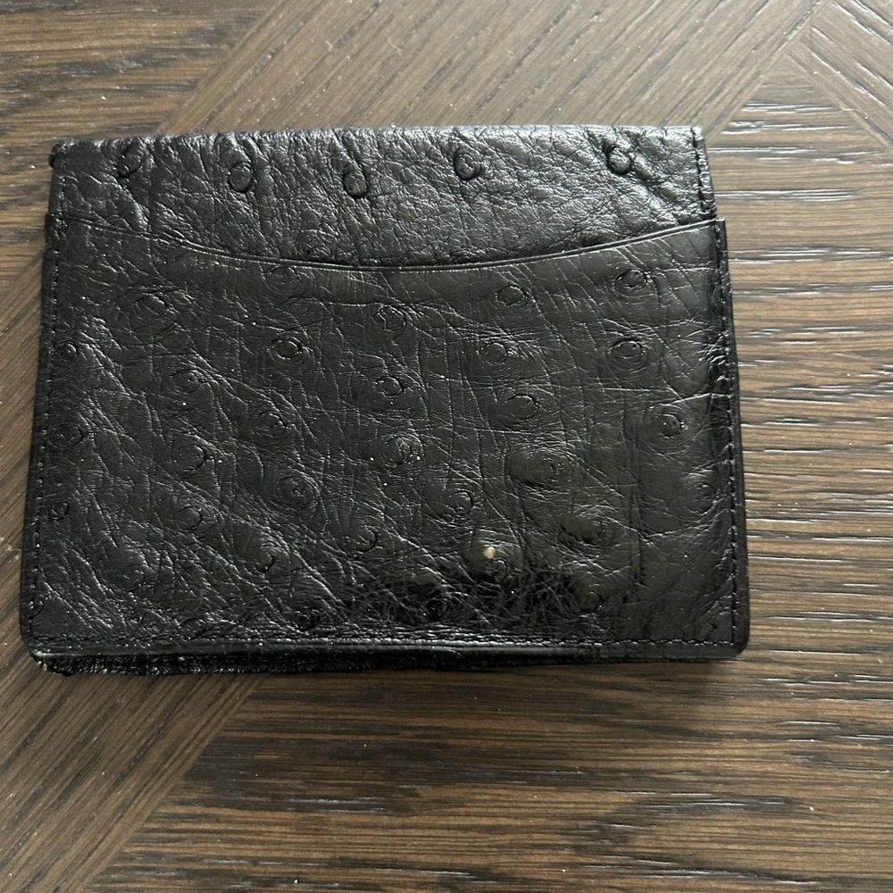 Dunhill Black Ostrich Bi Fild Leather Card Holder Wallet UNISEX - Picture 2 of 6